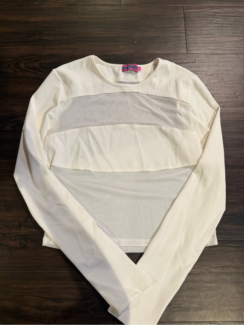 Edikted Cream Long Sleeve Ribbed Top with Sheer Panels